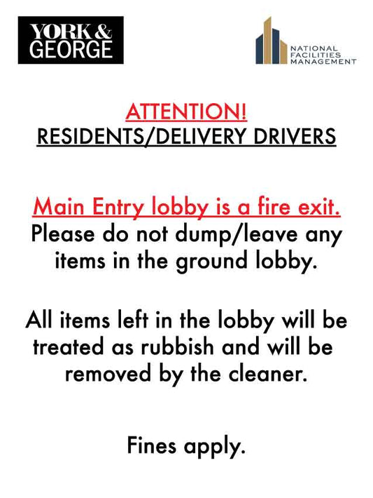 HGK York & George Attention Residents 225mm x 300mm - New Signs