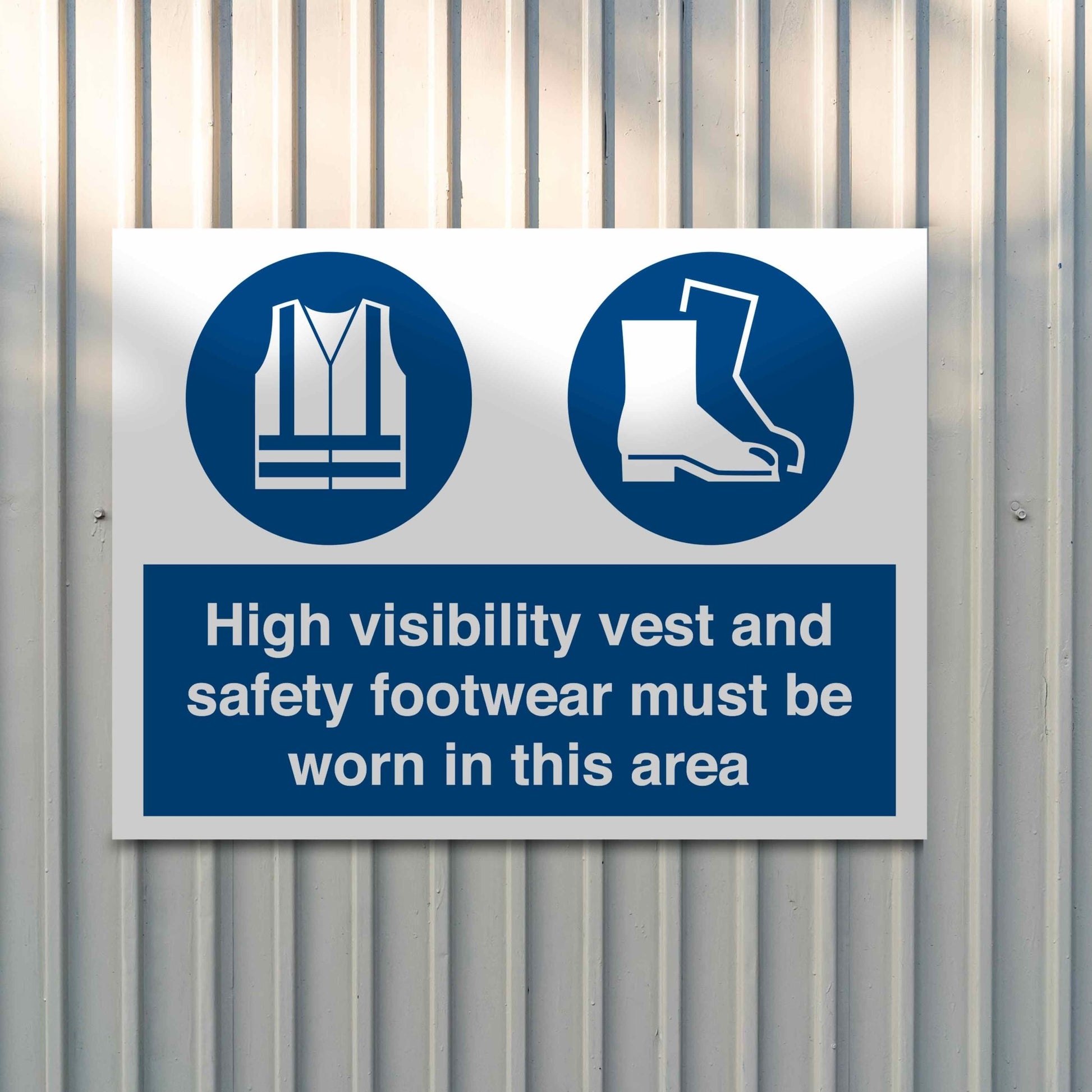 High Visibility Vest And Safety Footwear Must Be Worn Sign - New Signs
