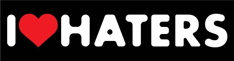 I Heart Haters Black Car Bumper Stickers - New Signs
