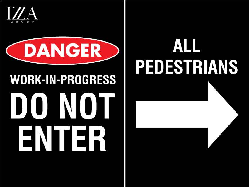 IZG Danger Right Arrow 300mm x 225mm Sign - New Signs