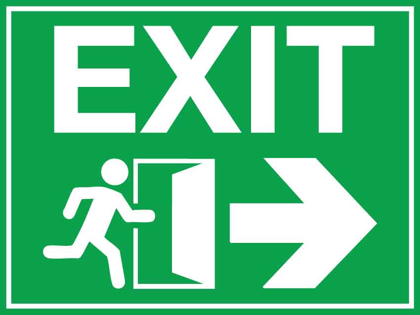 IZG Green Exit Right Arrow 300mm x 225mm Sign - New Signs