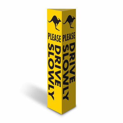 Kangaroo Please Drive Slowly - Corflute Bollard Cover - New Signs