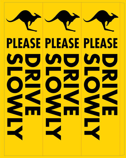 Kangaroo Please Drive Slowly - Corflute Bollard Cover - New Signs