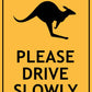 Kangaroo Please Drive Slowly Wheelie Bin Sticker - New Signs