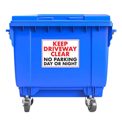 Keep Driveway Clear No Parking Day Or Night Large Bin Sticker - New Signs