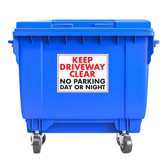Keep Driveway Clear No Parking Day Or Night Large Bin Sticker - New Signs