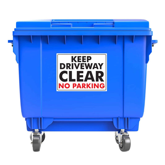 Keep Driveway Clear No Parking Large Bin Sticker - New Signs