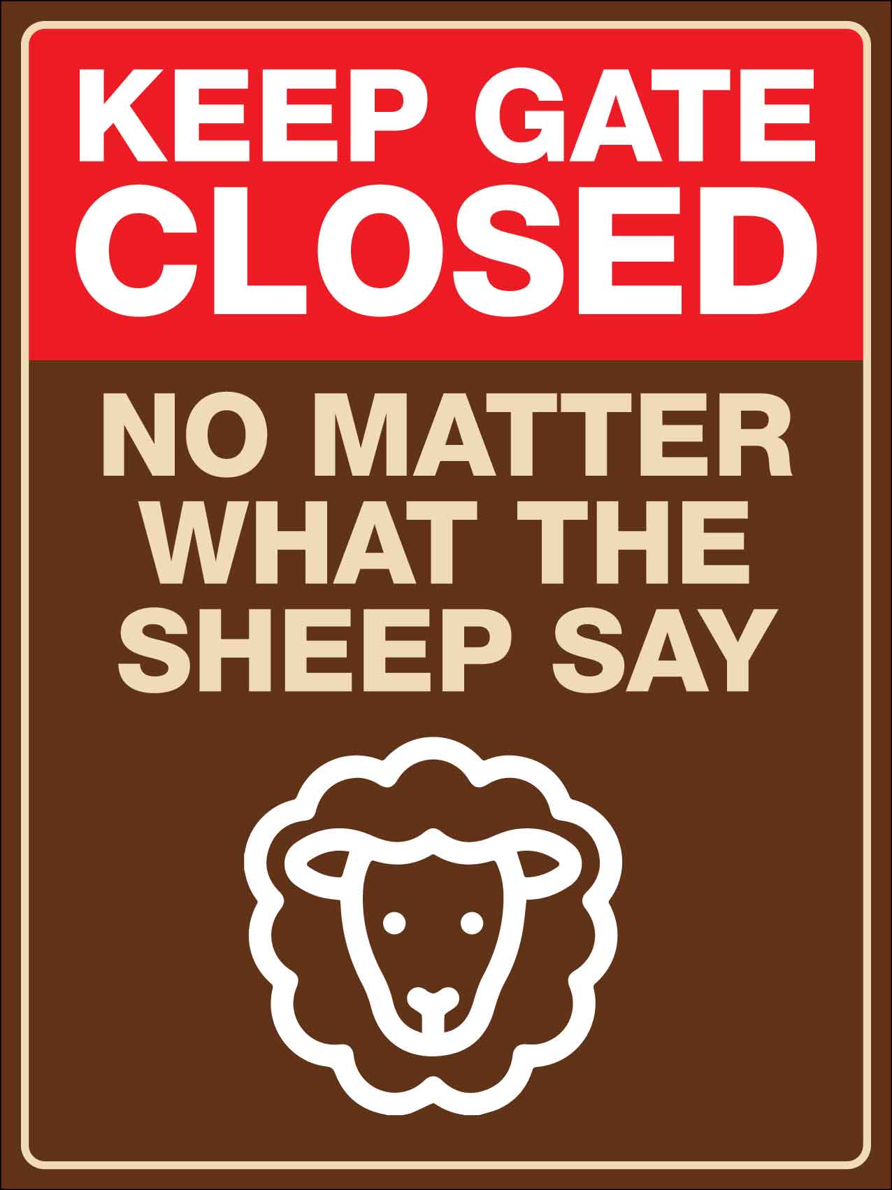 Keep Gate Closed No Matter What The Sheep Say Sign - New Signs
