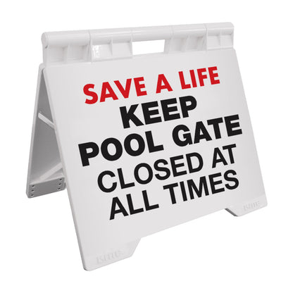 Keep Pool Gate Closed At All Times - Evarite A - Frame Sign - New Signs