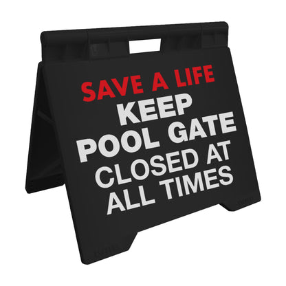 Keep Pool Gate Closed At All Times - Evarite A - Frame Sign - New Signs