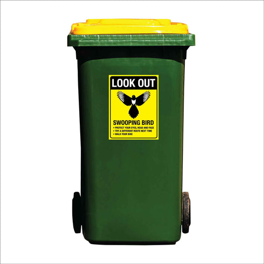 Look Out Swooping Bird Wheelie Bin Sticker - New Signs