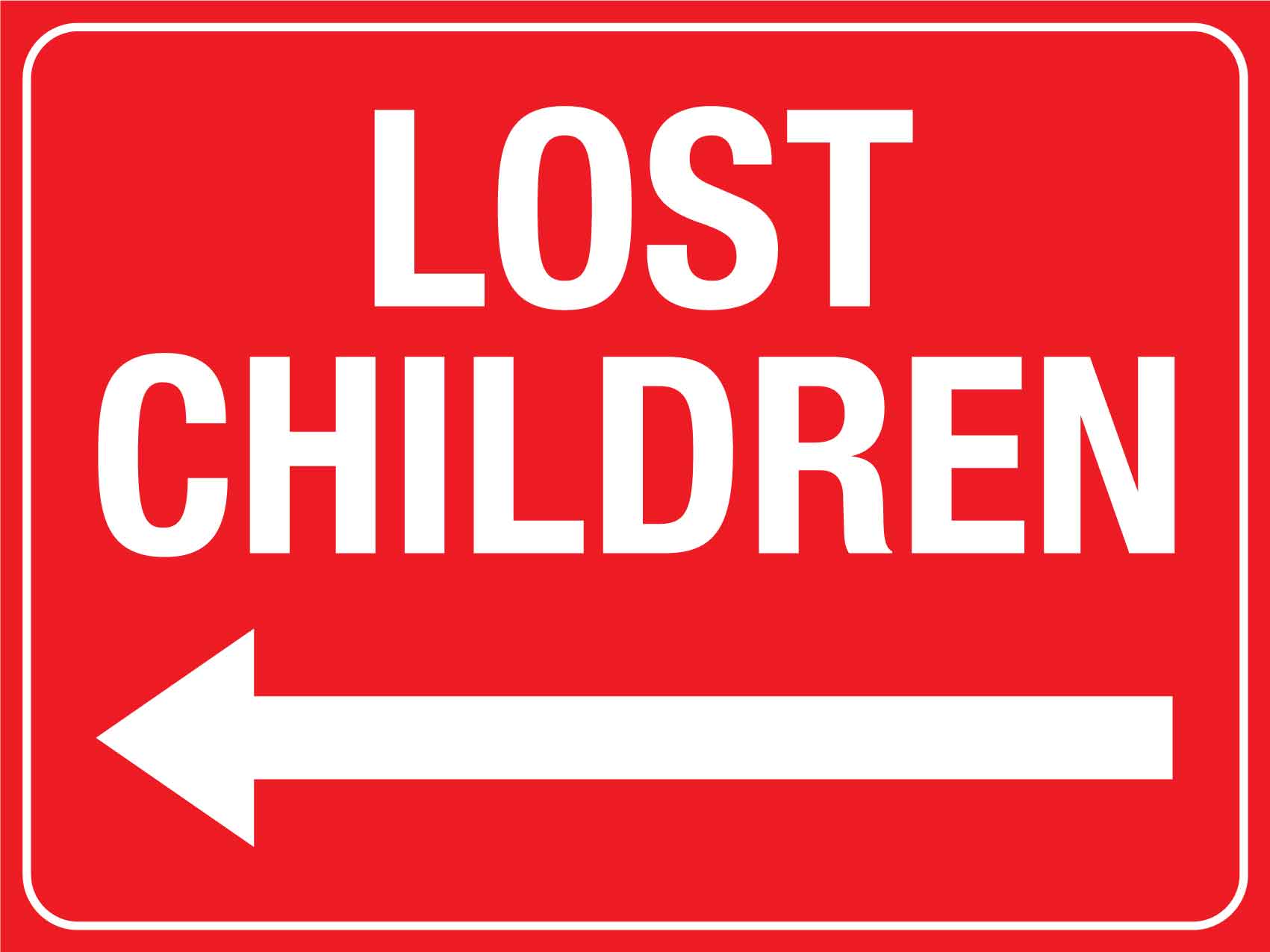 Lost Children Left Arrow Sign - New Signs