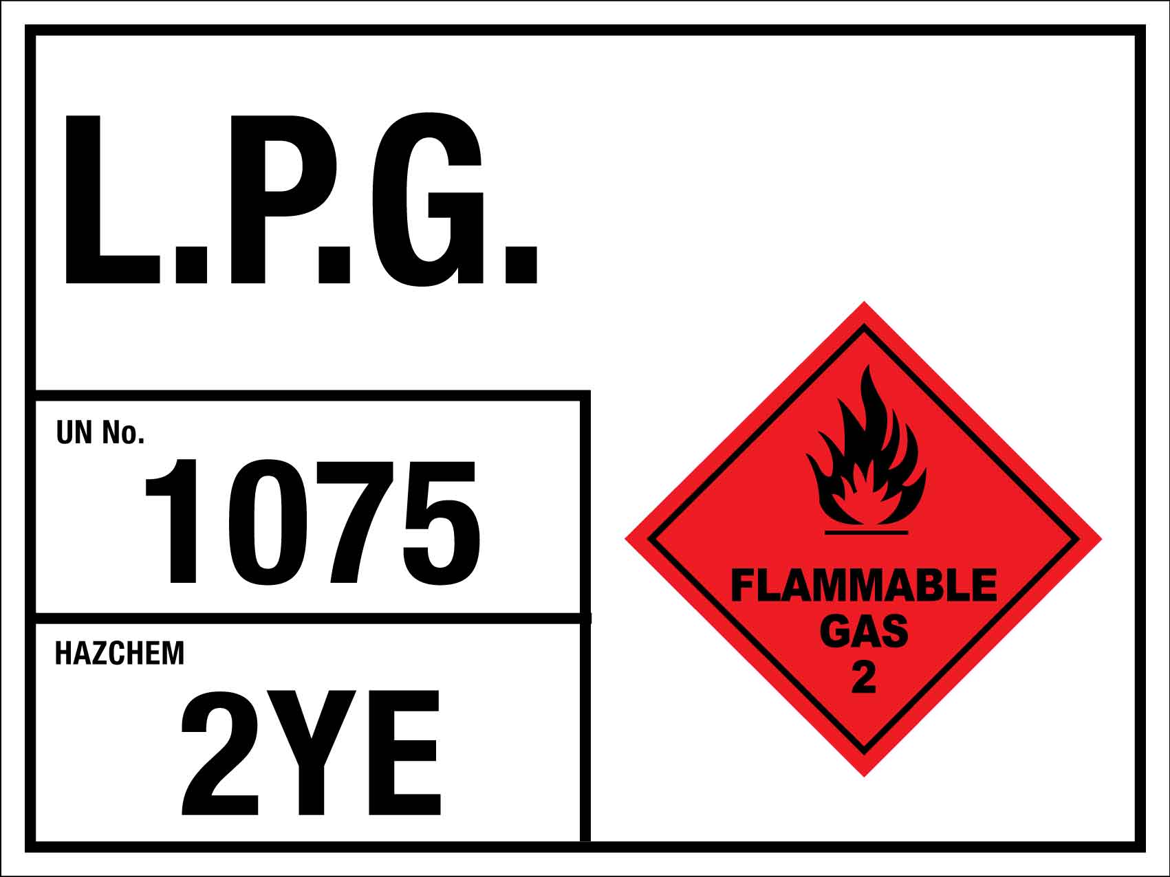 LPG 1075 2YE Sign - New Signs