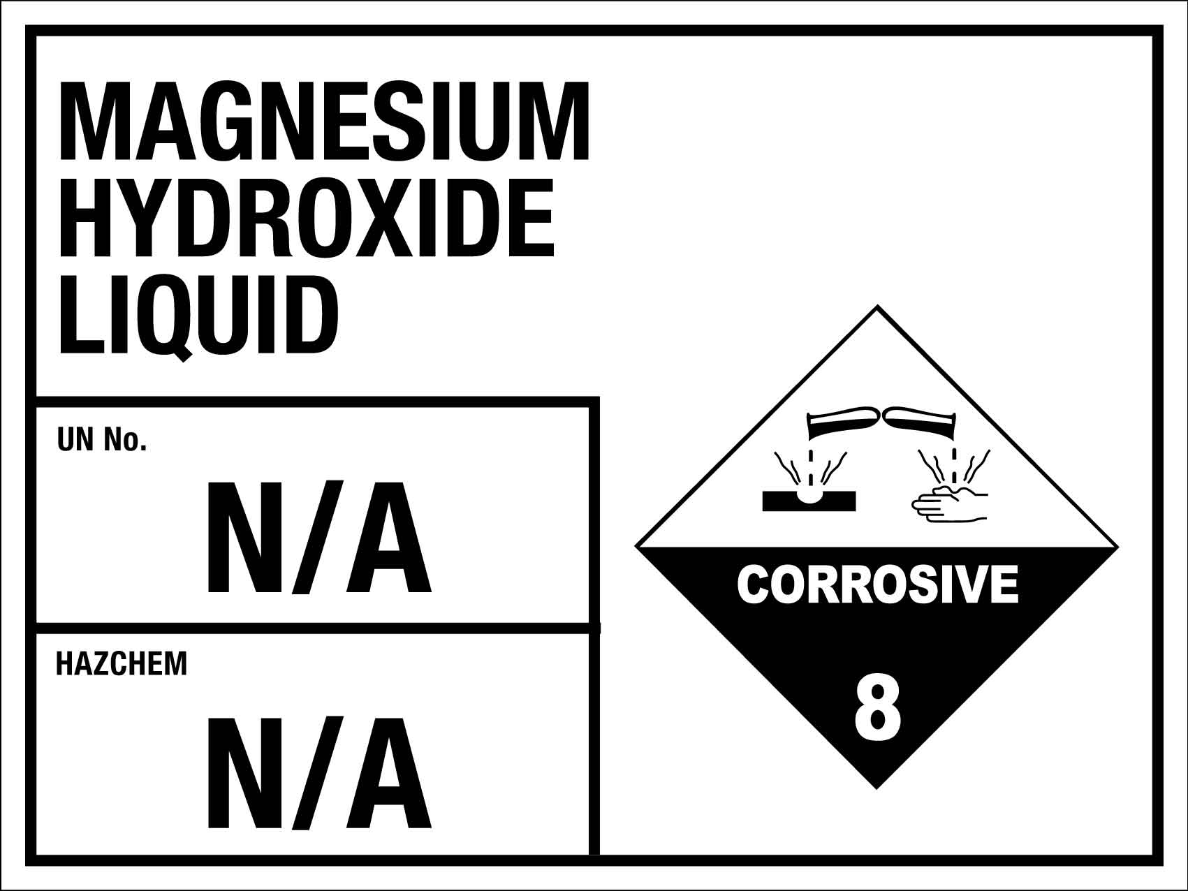 Magnesium Hydroxide Liquid Sign - New Signs