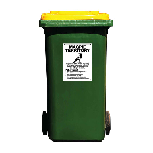Magpie Territory Wheelie Bin Sticker - New Signs