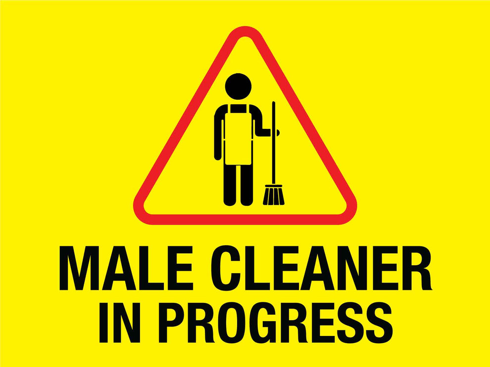 Male Cleaner In Progress Sign – New Signs