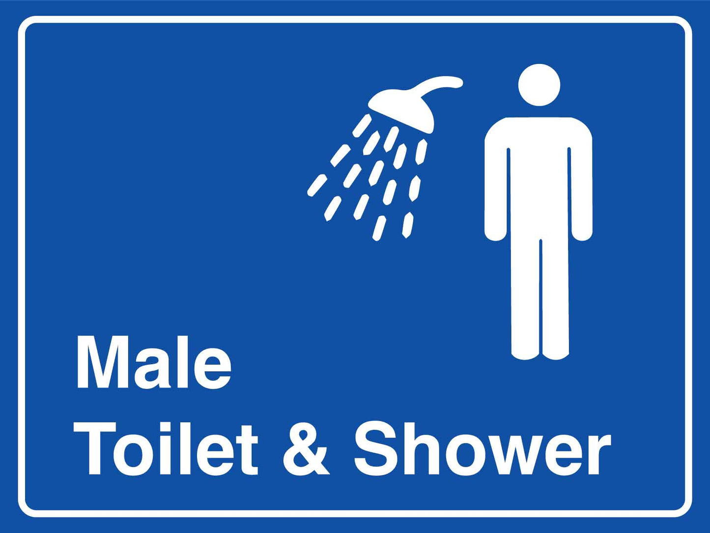 Male Toilet & Shower Blue Sign - New Signs