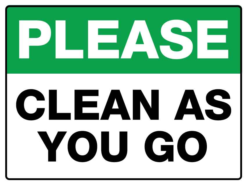 MB Clean As You Go Sign 225mm x 300mm - New Signs
