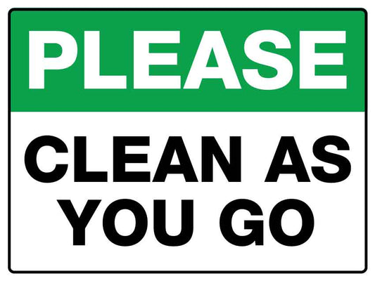 MB Clean As You Go Sign 225mm x 300mm - New Signs