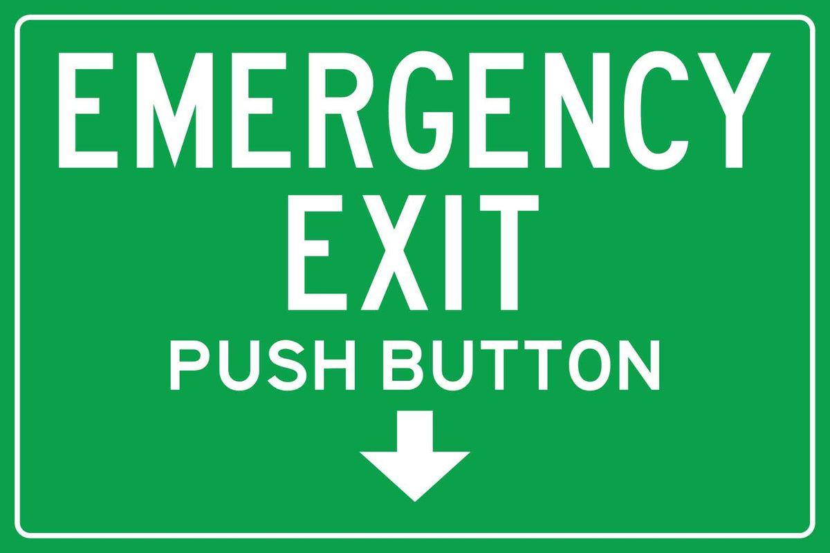 MB Emergency Exit Push Button (Arrow Down) Sign 400mm x 600mm - New Signs
