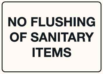 MB No Flushing of Sanitary Items Sign 125mm x 90mm - New Signs