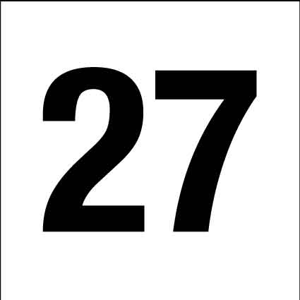 MB Numbers 1 – 27 Sign 150mm x 150mm - New Signs
