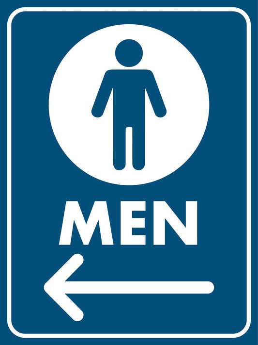 Men Toilet Blue Left Arrow Sign - New Signs