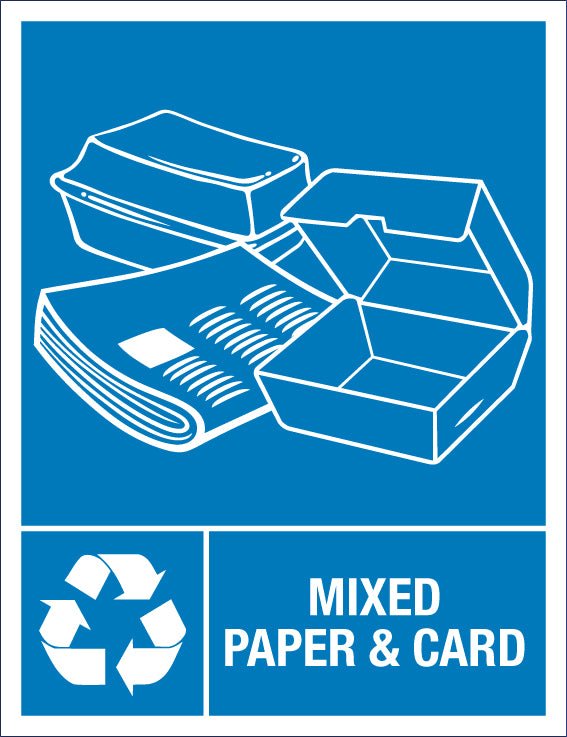 Mixed Paper & Card Wheelie Bin Stickers - New Signs