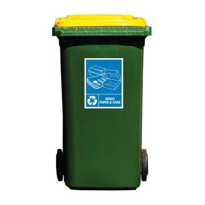 Mixed Paper & Card Wheelie Bin Stickers - New Signs