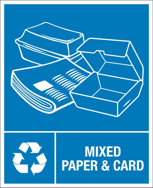 Mixed Paper & Card Wheelie Bin Stickers - New Signs