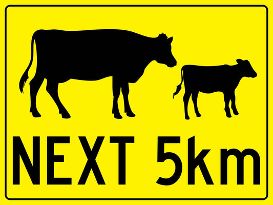 Next 5km Bright Yellow Sign - New Signs