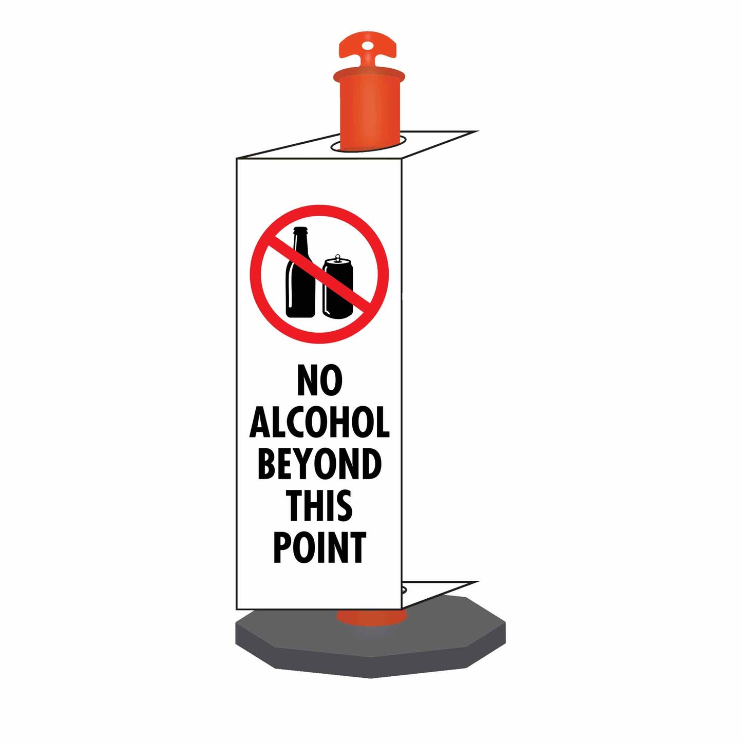 No Alcohol Beyond This Point - Corflute Bollard Traffic Signs - New Signs