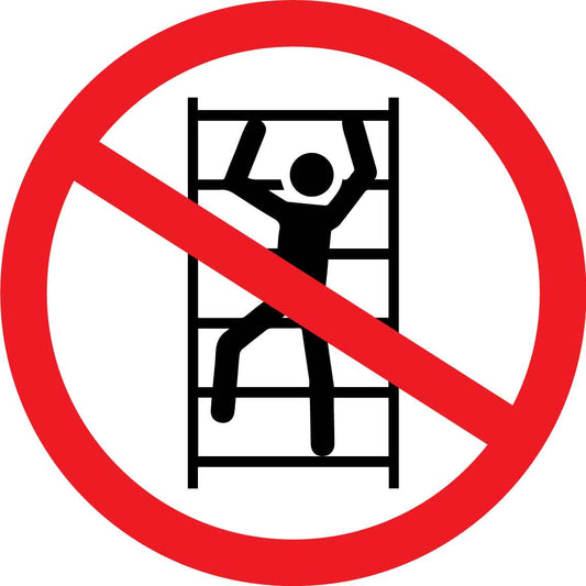 No Climbing On Shelves Decal - New Signs