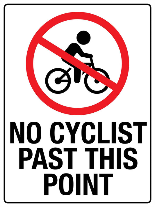No Cyclist Past This Point Sign - New Signs
