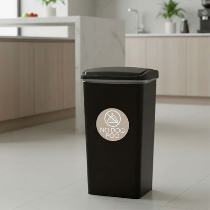 No Dog Poo Fawn Background Circle Bin Sticker - New Signs