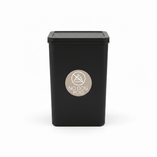 No Dog Poo Fawn Background Circle Bin Sticker - New Signs