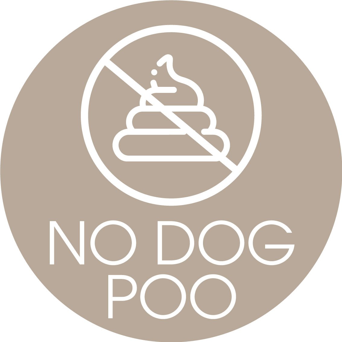 No Dog Poo Fawn Background Circle Bin Sticker - New Signs