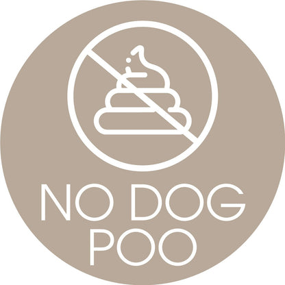 No Dog Poo Fawn Background Circle Bin Sticker - New Signs