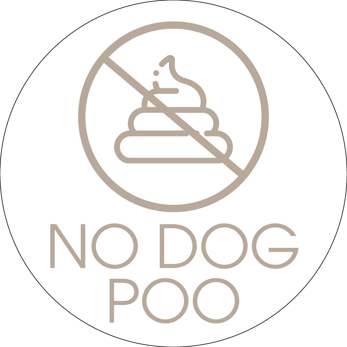 No Dog Poo Fawn Circle Bin Sticker - New Signs