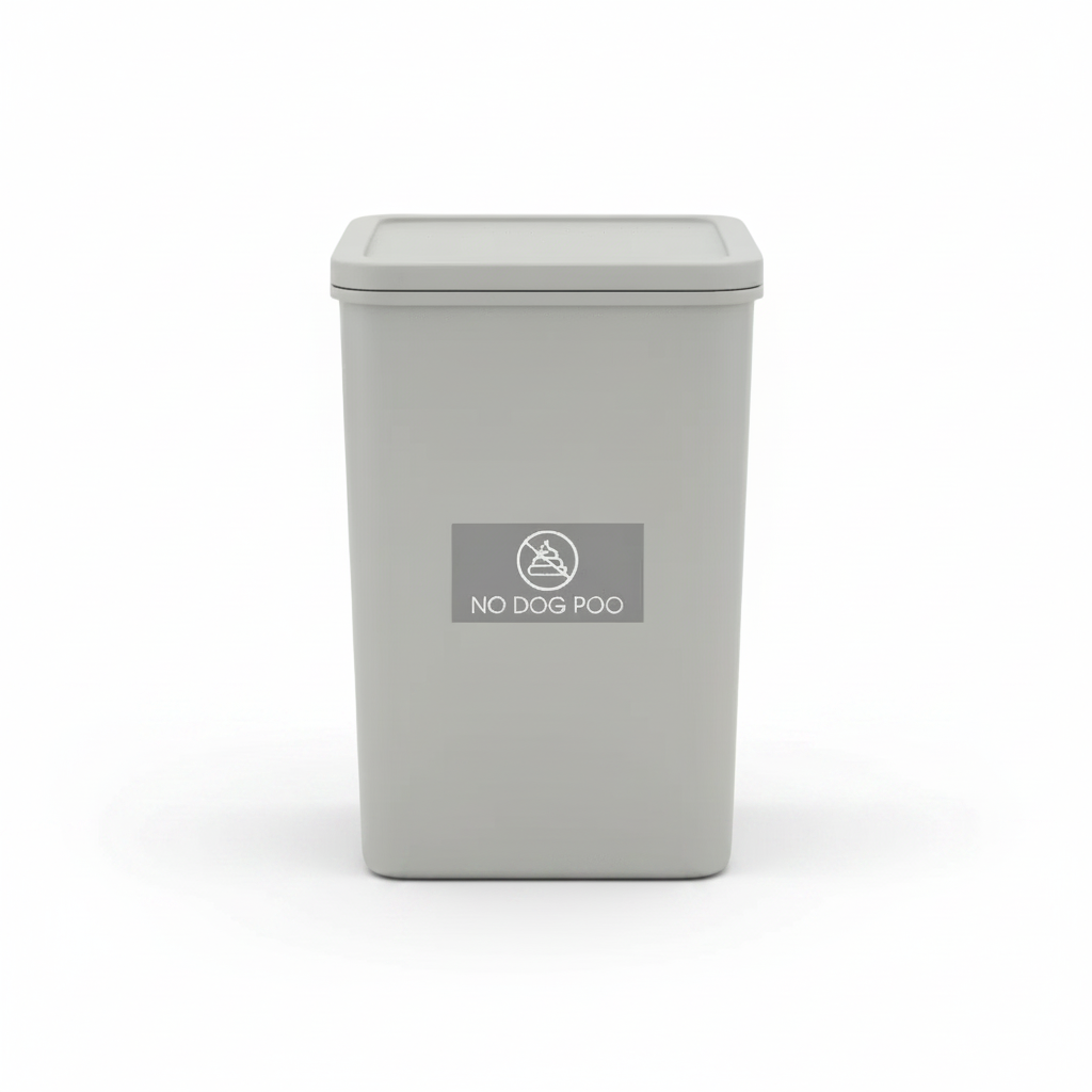 No Dog Poo Grey Background Bin Sticker - New Signs