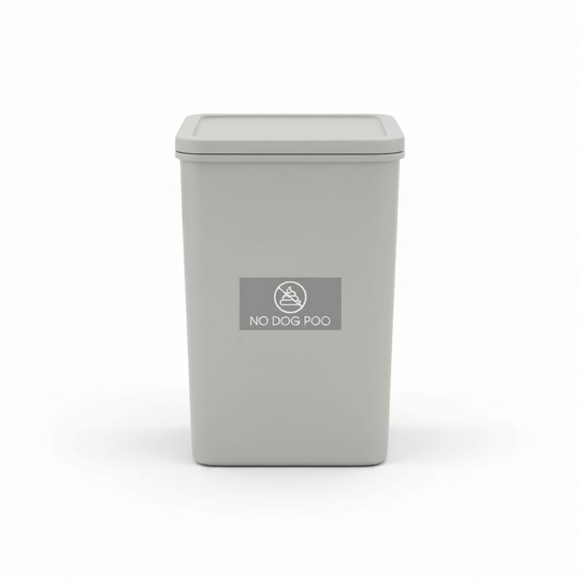 No Dog Poo Grey Background Bin Sticker - New Signs