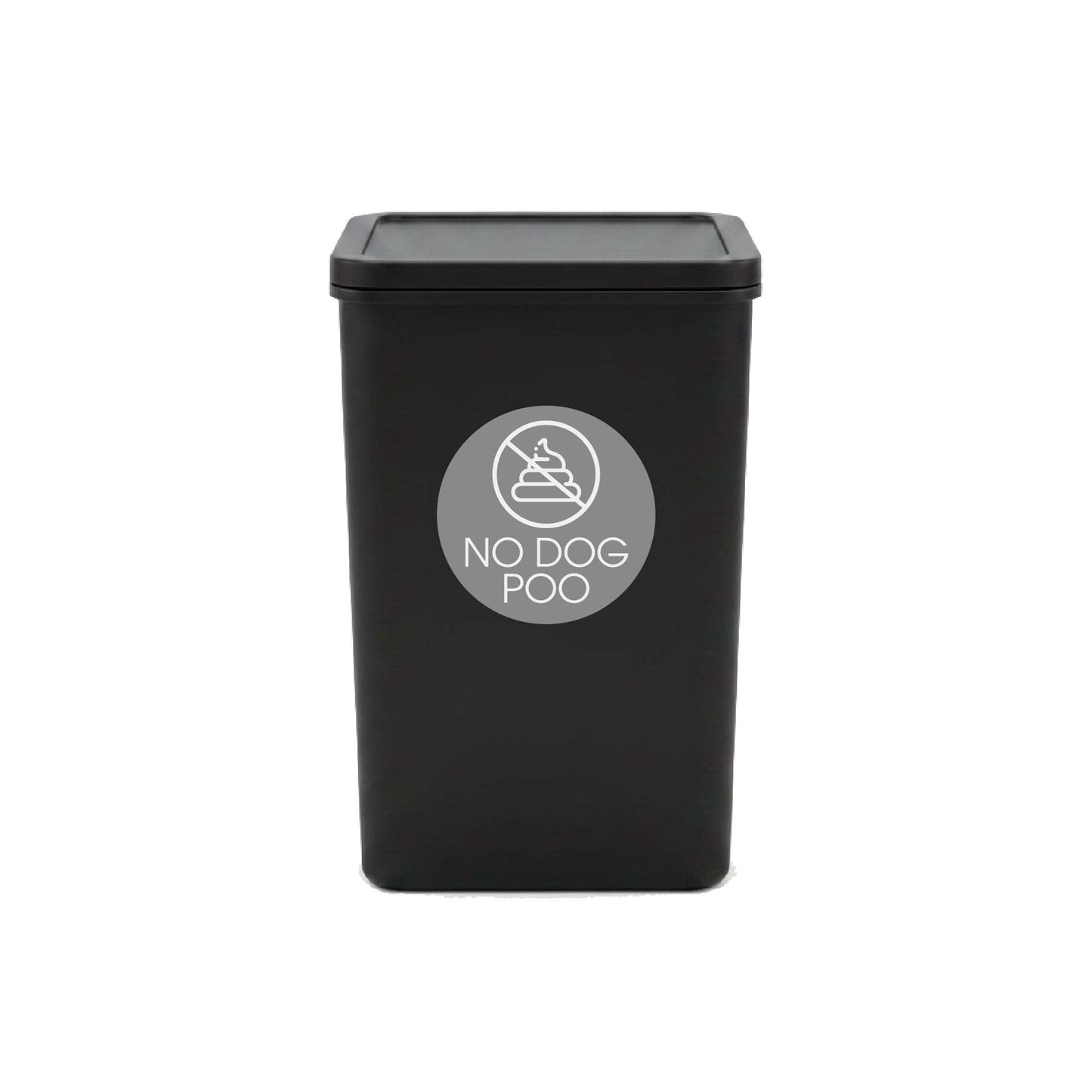 No Dog Poo Grey Background Circle Bin Sticker - New Signs
