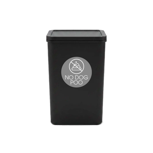 No Dog Poo Grey Background Circle Bin Sticker - New Signs