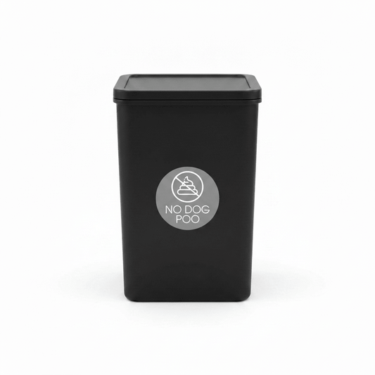 No Dog Poo Grey Background Circle Bin Sticker - New Signs