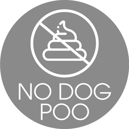 No Dog Poo Grey Background Circle Bin Sticker - New Signs