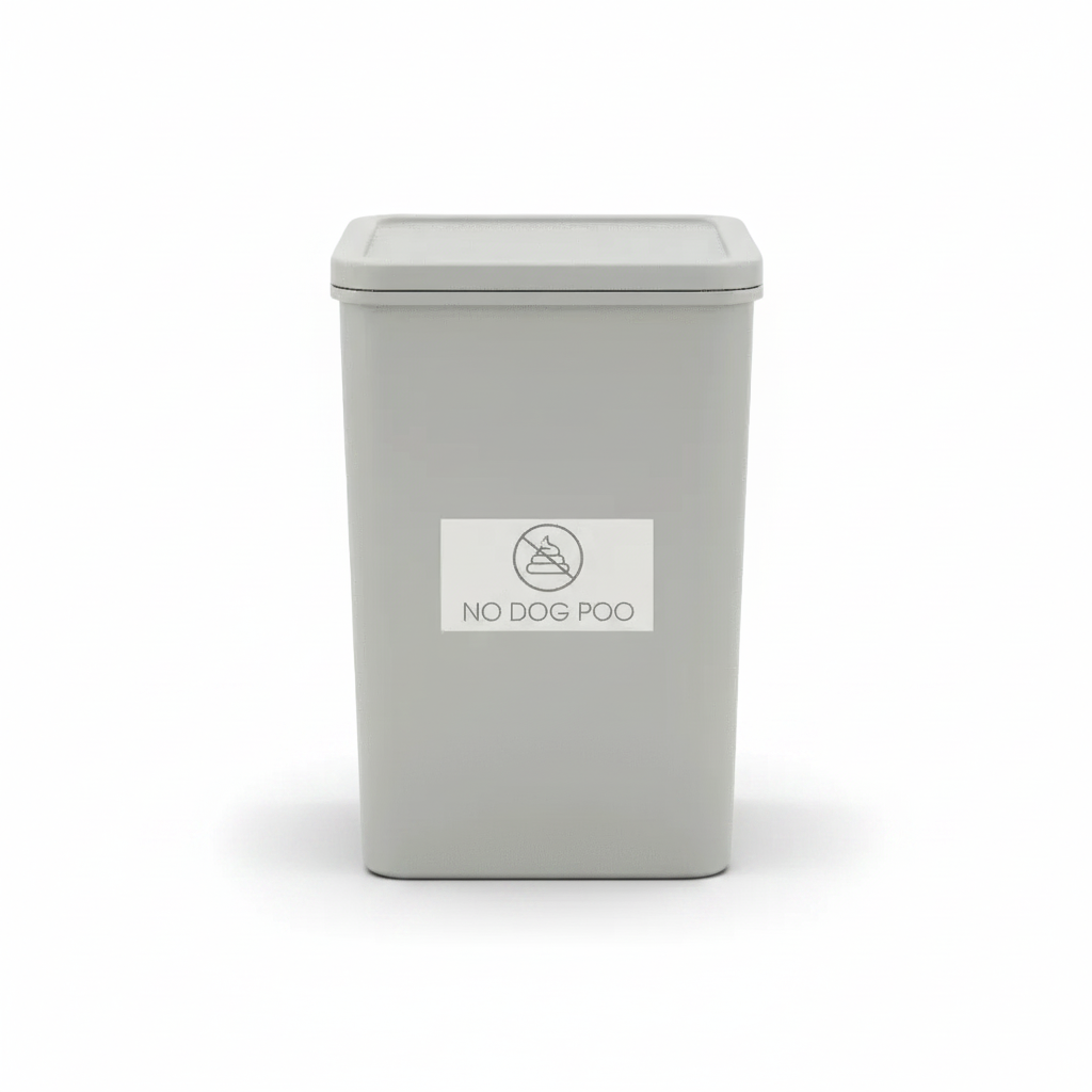 No Dog Poo Grey Bin Sticker - New Signs