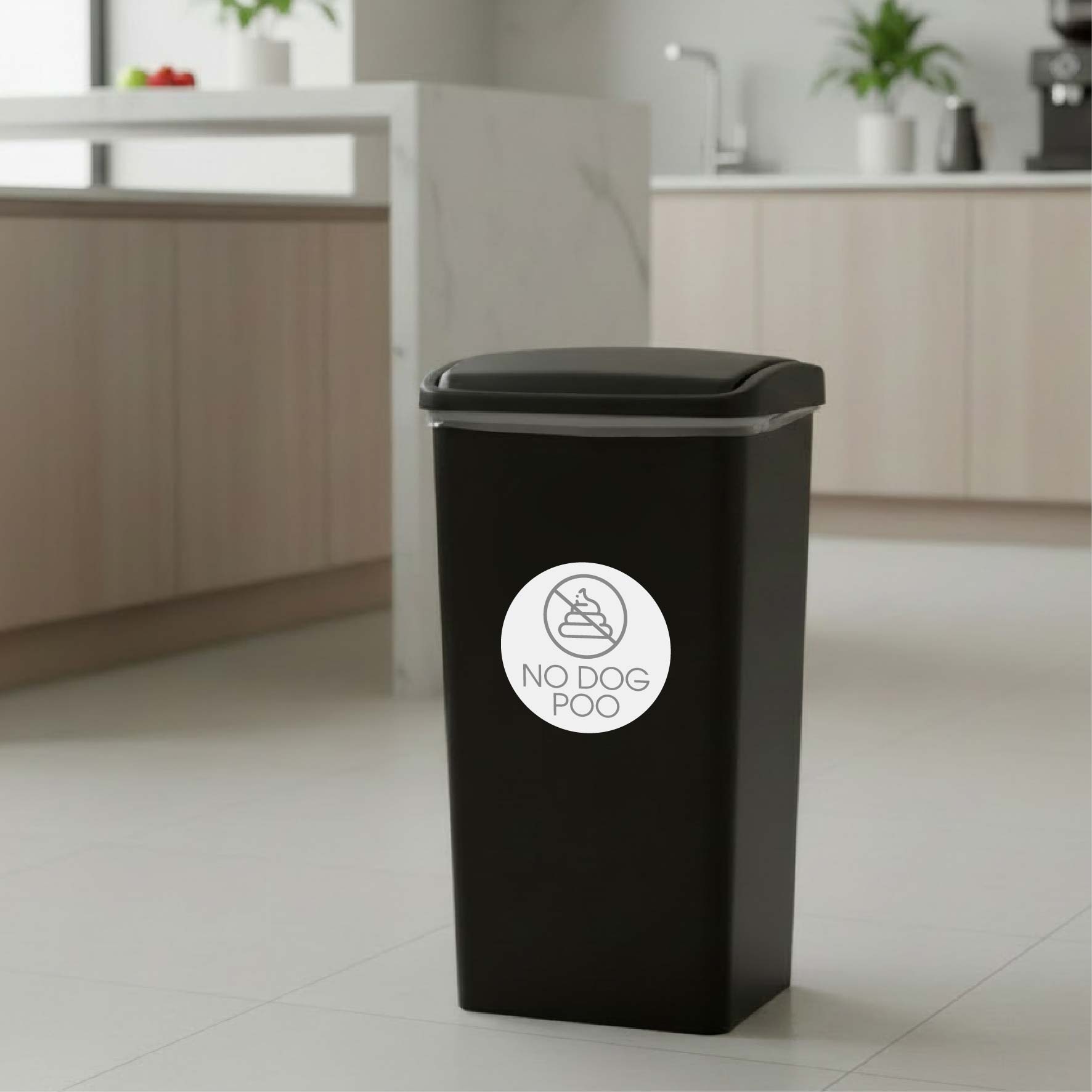 No Dog Poo Grey Circle Bin Sticker - New Signs