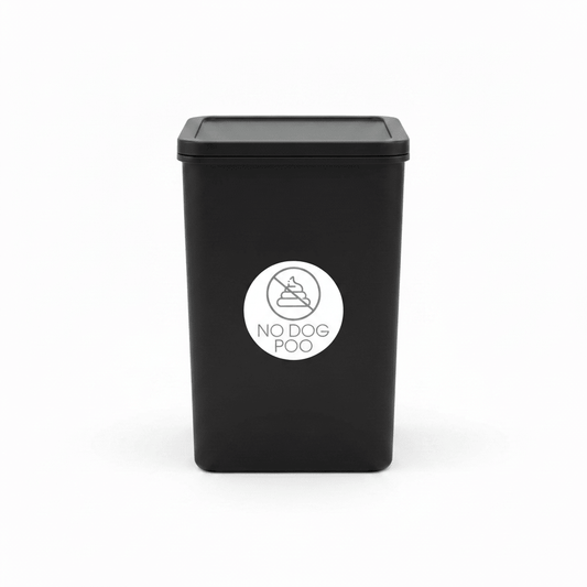 No Dog Poo Grey Circle Bin Sticker - New Signs
