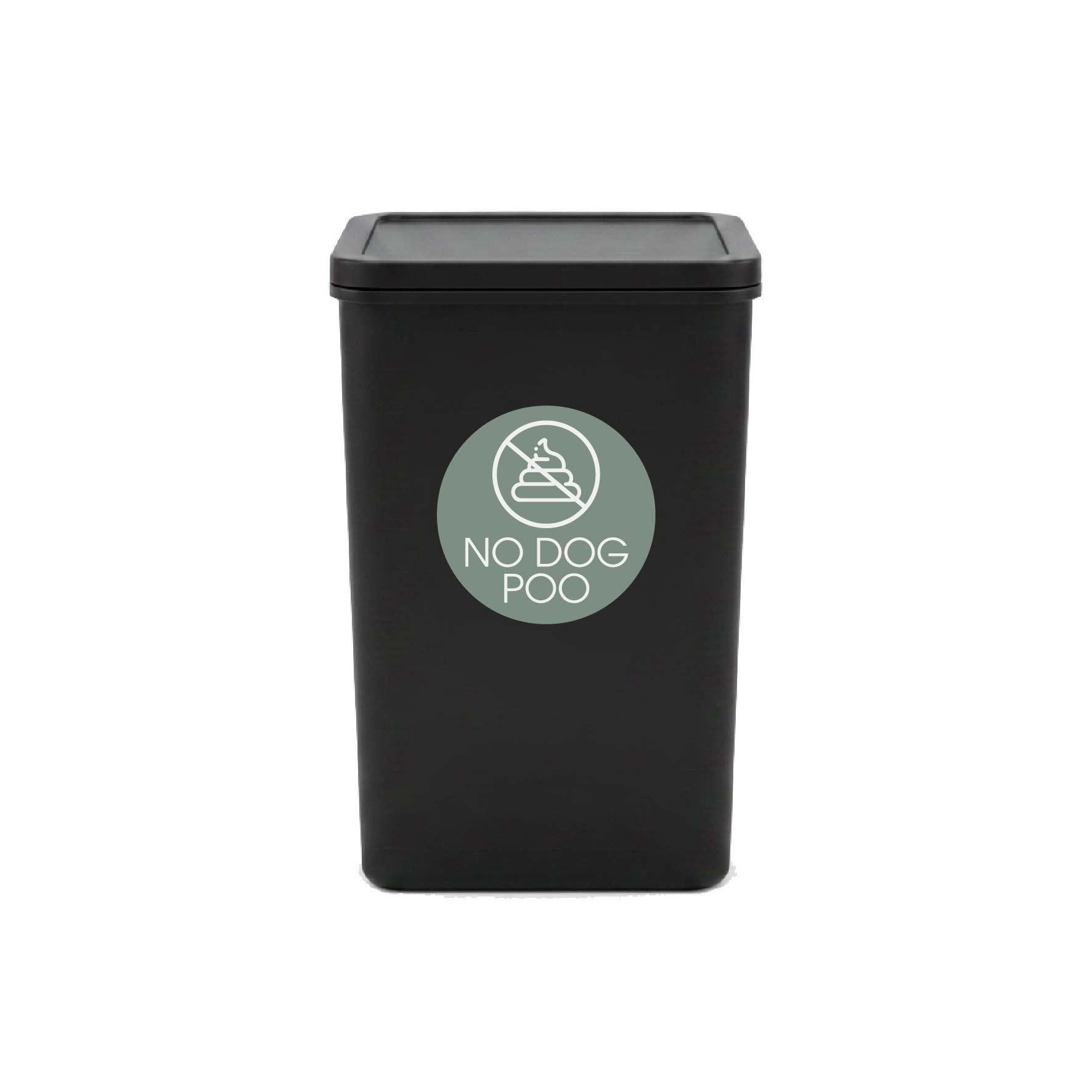 No Dog Poo Sage Background Circle Bin Sticker - New Signs