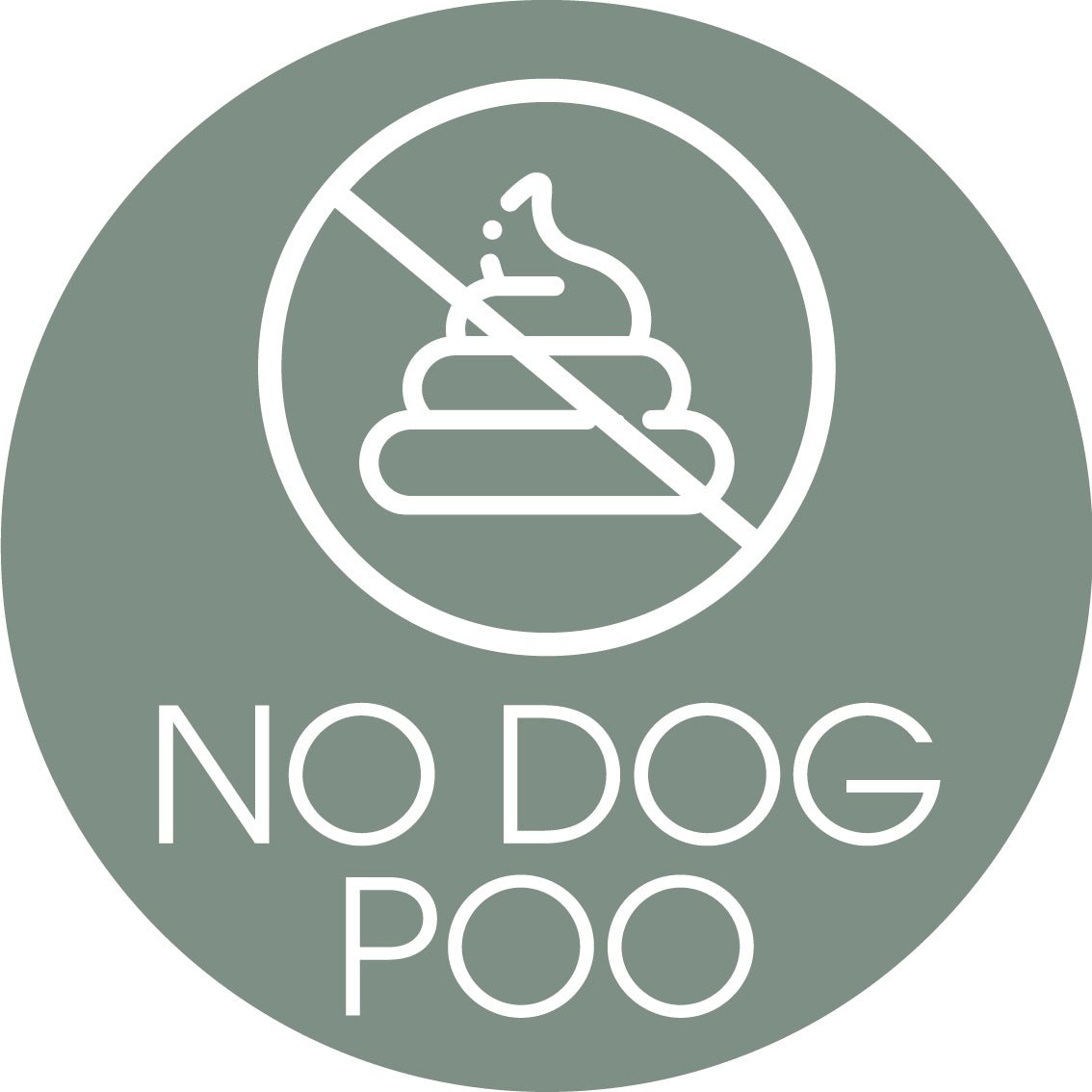 No Dog Poo Sage Background Circle Bin Sticker - New Signs